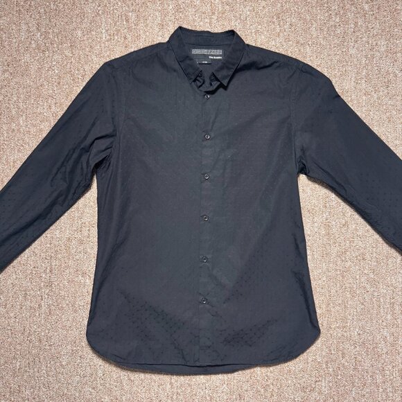 The Kooples Black Long Sleeve Button Up Shirt Polka Dot Fitted Mens Large - Picture 1 of 8